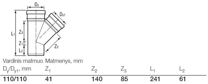 Actual product image Wavin Outdoor drainage tee, d, 110, 45*
