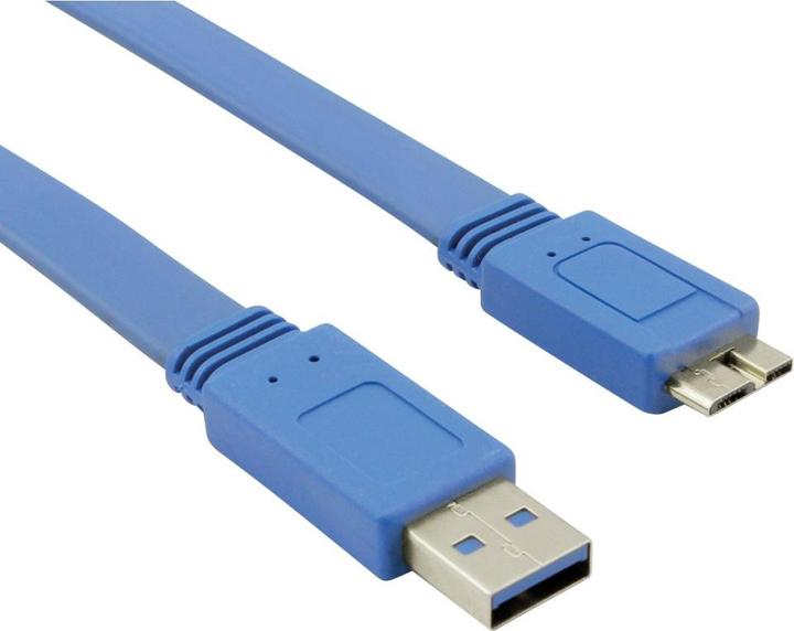 Produktbild Techly USB3.0 Flachkabel Stecker TypA-Stecker Micro B bl (1 m, USB 3.2)