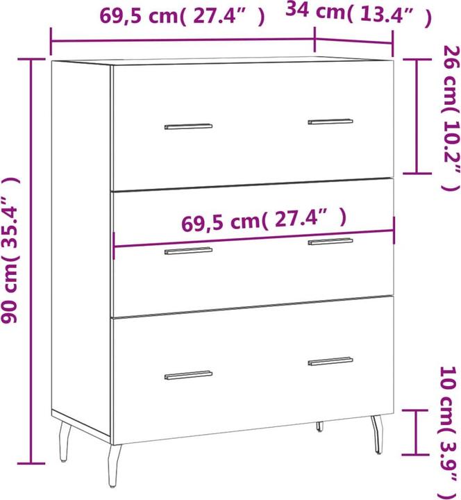 Image du produit vidaXL Sideboard (69.50 x 34 x 90 cm)