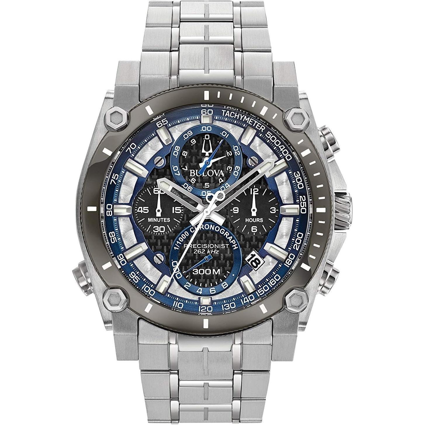 Bulova, Orologio da polso, Cronografo da uomo con calendario data, movimento al quarzo, Argento, (Cronografo)