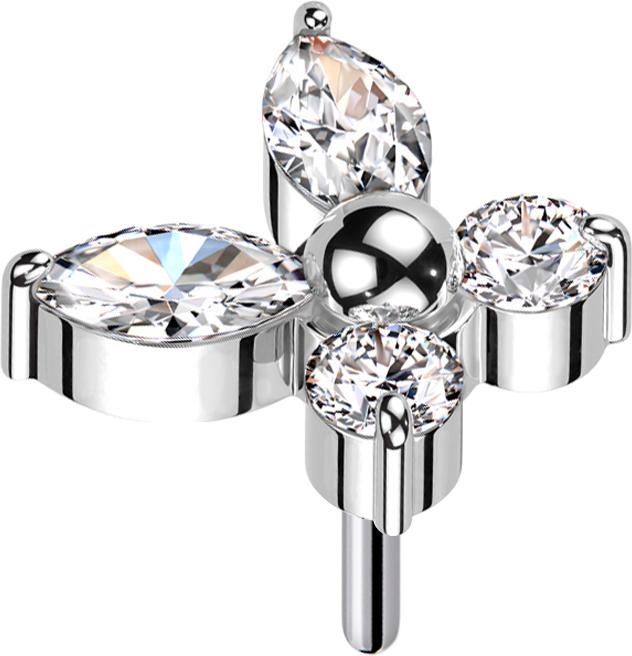 Produktbild Star Piercing Threadless Schmetterling silber Kristalle silber (ohne Messing, Titan G23)