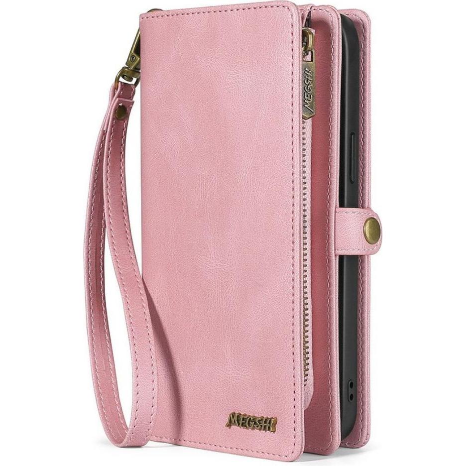 Megshi Galaxy S21 FE - Brieftaschen Hülle Kombi rosa (Samsung Galaxy S21 FE), Smartphone Hülle, Rosa