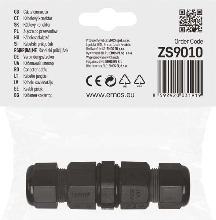 Actual product image Emos IP68 connector plug