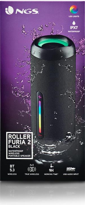 Produktbild NGS Enceinte Nomade Bluetooth Roller Furia 2 (Noir) (9 h, Akkubetrieb)