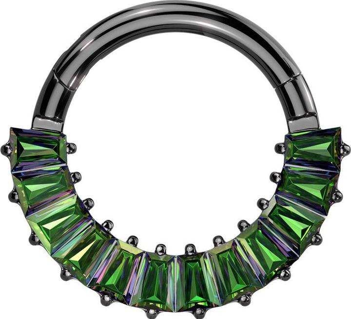 Produktbild Star Piercing Micro Segmentring klappbar schwarz Baquette Kristalle dunkel multicolor (ohne Messing, Titan)
