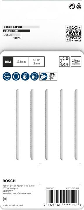Produktbild Bosch Professional Zubehör PRO Metal Pipes and Profiles T321BF Stichsägeblatt, 132 mm, 5-tlg.