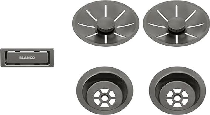 Actual product image Blanco Drain and overflow set for double basin | satin dark steel