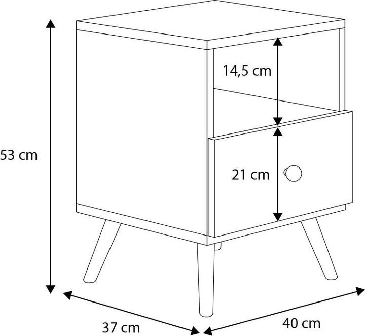 Produktbild ADRK Furniture LOGAN Nachttisch mit Schublade (37 x 37 x 37 cm)