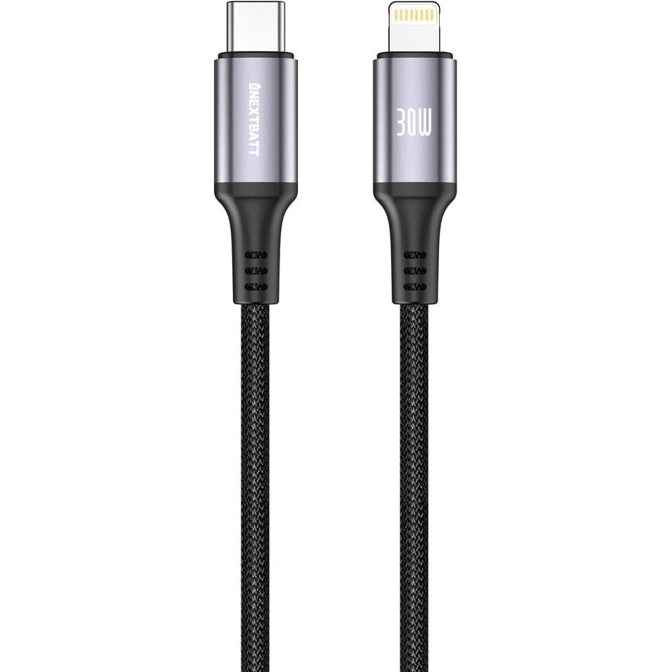 Nextbatt USB-C to Lightning Cable 30W, 3A, 1m - Black (1 m, 30 W), Cavo USB