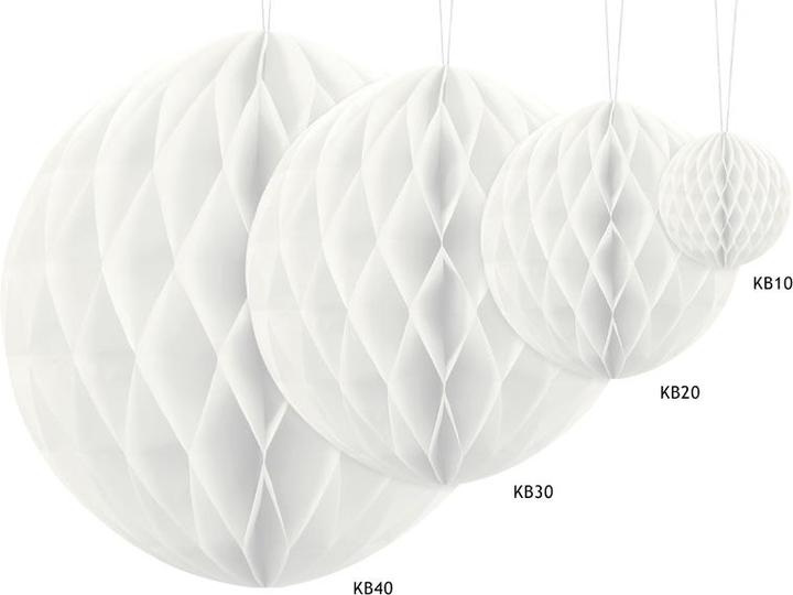 Actual product image Partydeco Honeycomb ball, white, 40cm (1 pkt / 1 pc.)