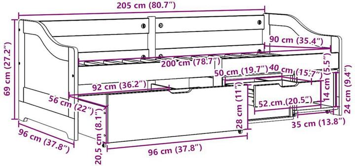Actual product image vidaXL Tagesbett (90 x 200 cm)