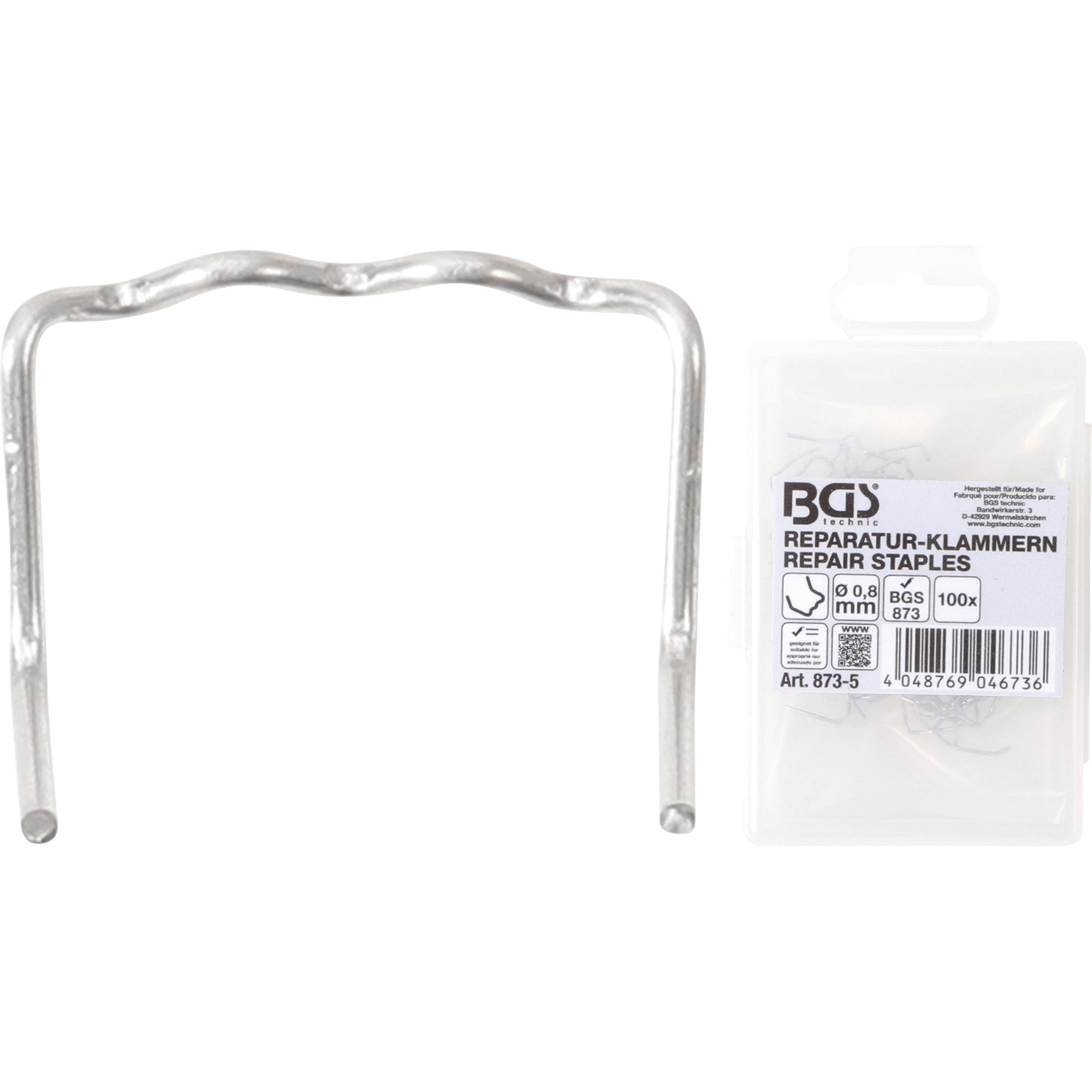 BGS, Fahrzeug Werkzeug, Reparatur-Klammern L-Form Ø 0,8 mm 100-tlg.