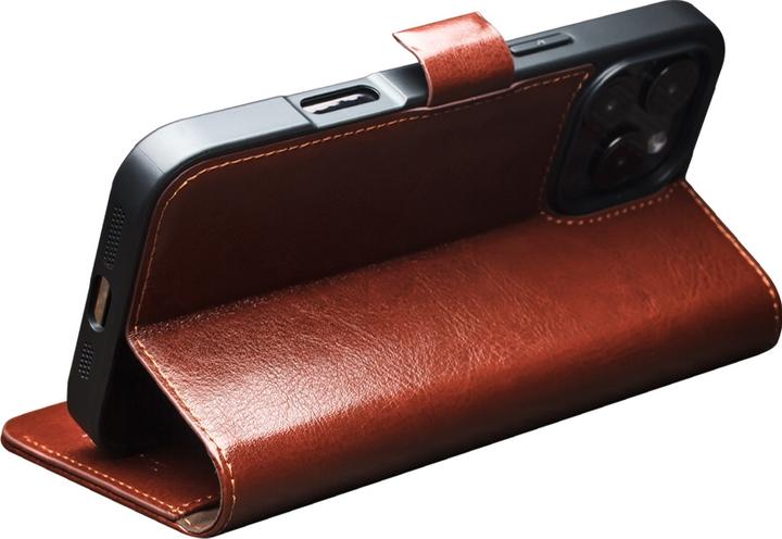 Actual product image QiAlino Flip case with magnetic clasp Light brown (Apple iPhone 16 Pro Max)