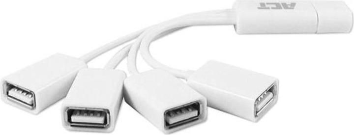 Produktbild ACT USB Hub 2.0, 4x USB-A, flexible, white (USB-A, 4 Ports)