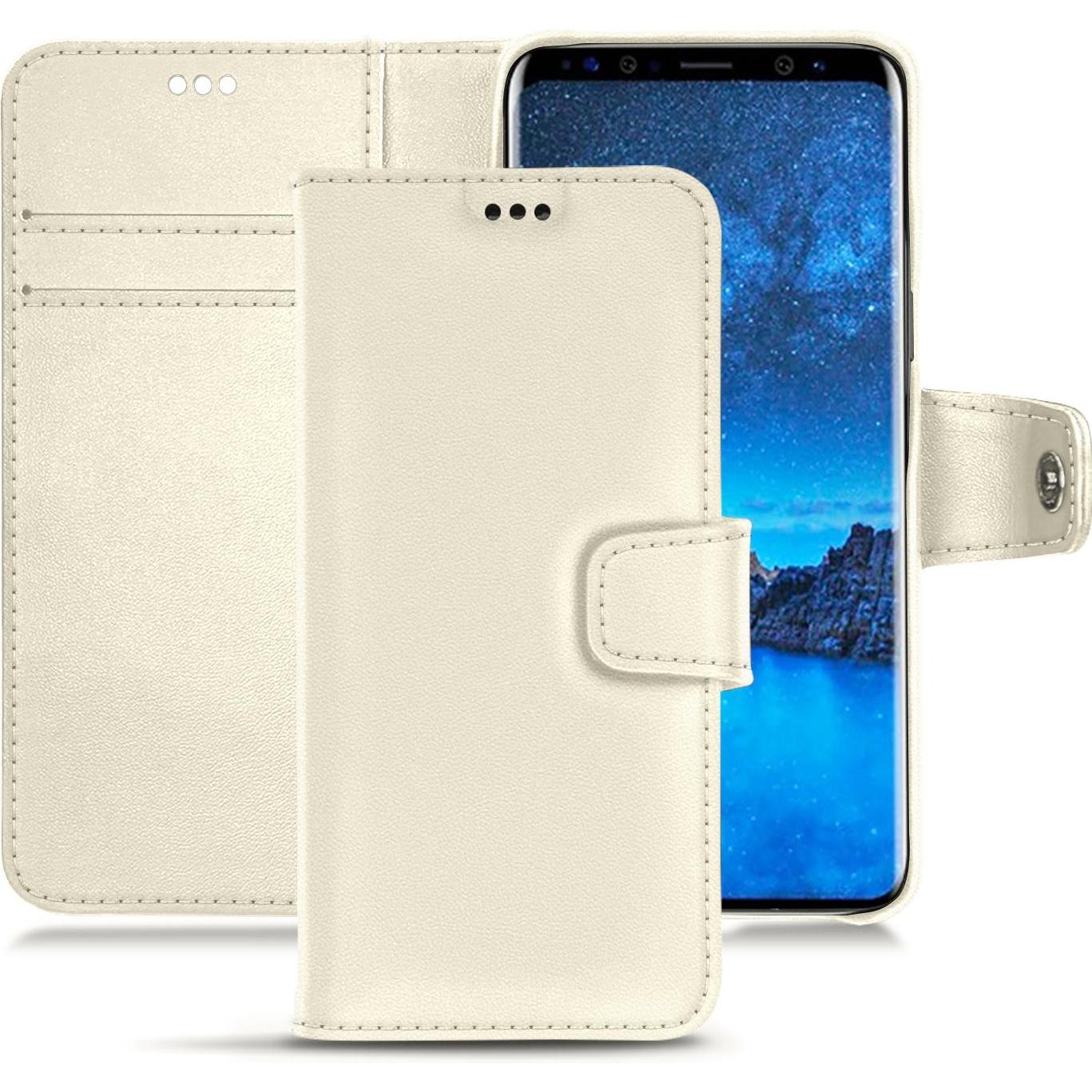 Noreve Lederschutzhülle Wallet (Samsung Galaxy S9+), Smartphone Hülle, Weiss