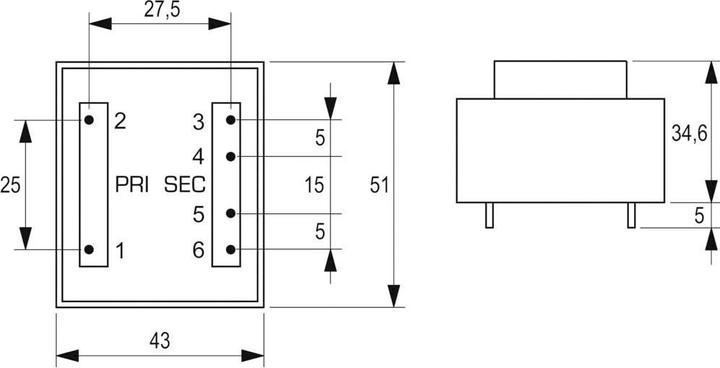 Produktbild Block Transformator PCB 10VA 2x24V