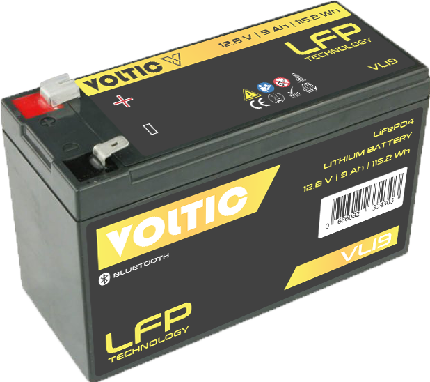 Actual product image Voltic VLI9 LiFePO4 lithium supply battery (12 V, 9 Ah)