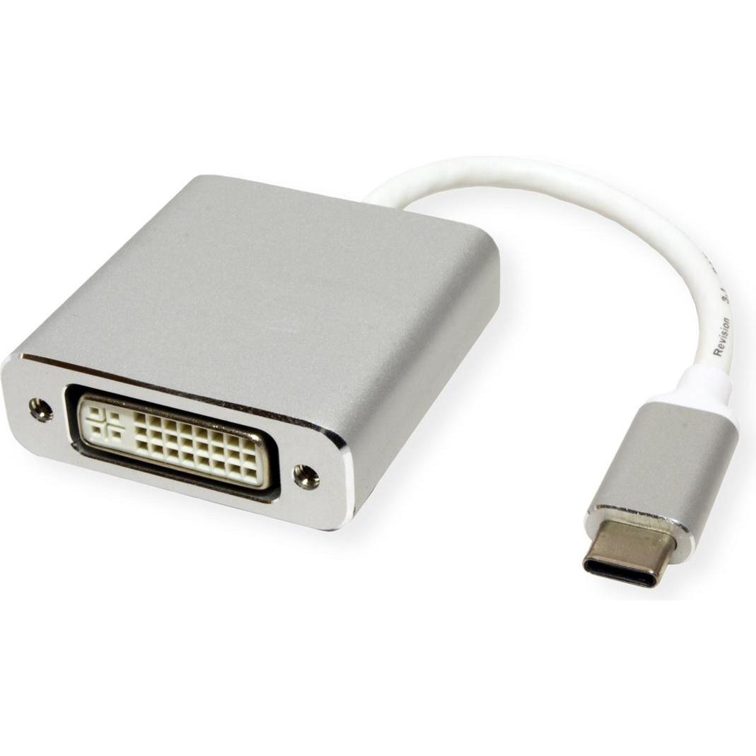 Thumbnail - Roline USB-C zu (DVI, 10 cm), Data + Video Adapter, Silber