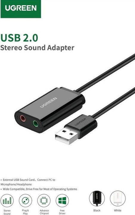 Actual product image Ugreen External Sound Adapter 30724 (USB)