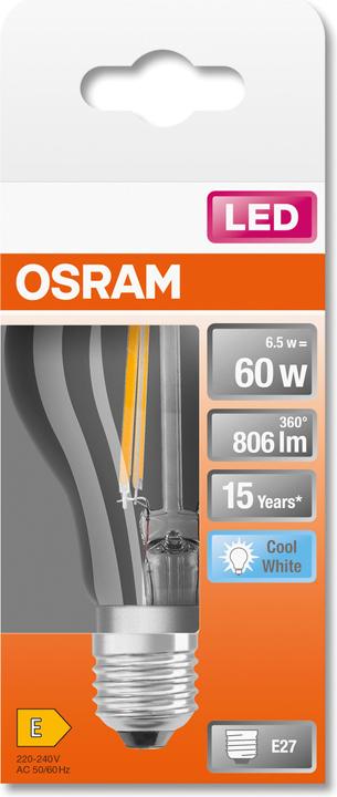 Actual product image Osram Retrofit Classic A (E27, 6.50 W, 806 lm, 1 x, E)