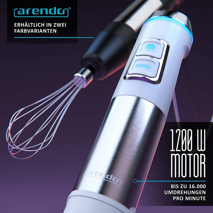Immagine prodotto Arendo Frullatore a mano in acciaio inox 1200 Watt Set Bianco