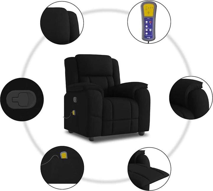 Actual product image vidaXL Massage armchair black fabric Massage TV armchair
