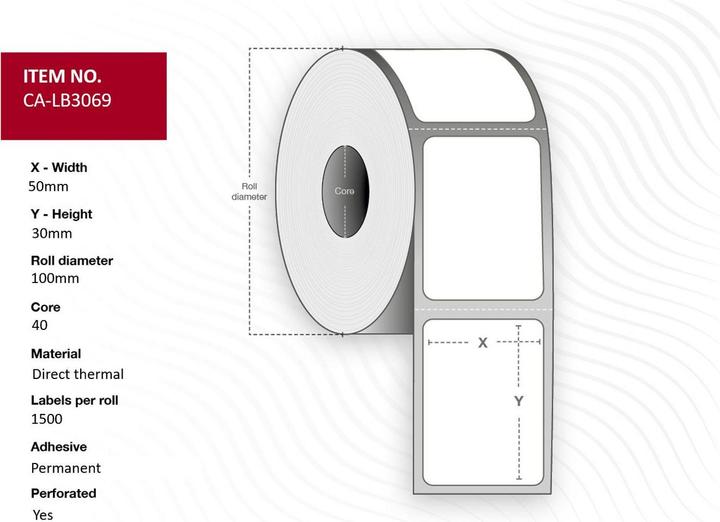 Capture Label 50x30, Core 40 (50 mm)