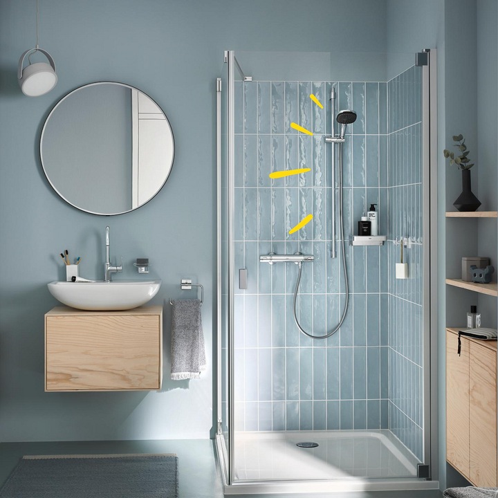 Actual product image Grohe Precision Trend QuickFix thermostatic shower mixer and Vitalio Comfort 110 shower rail set, length