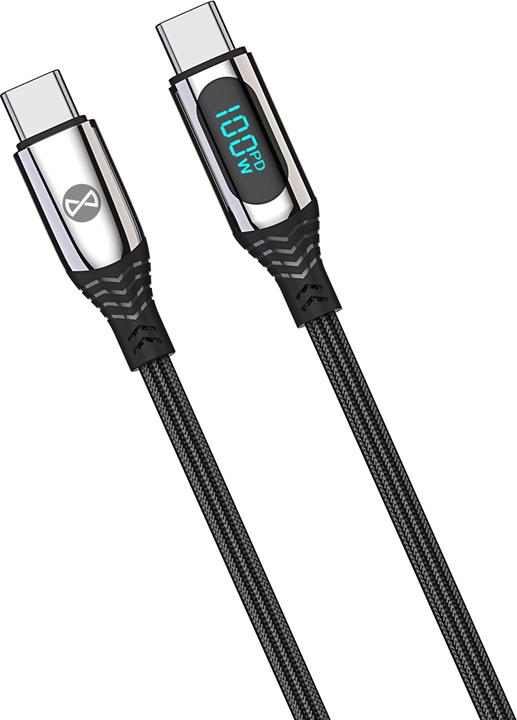 Image du produit Forever Câble LCD USB-C - USB-C 1,0 m 100W noir (1 m, USB 3.2 Gen 1, 100 W)