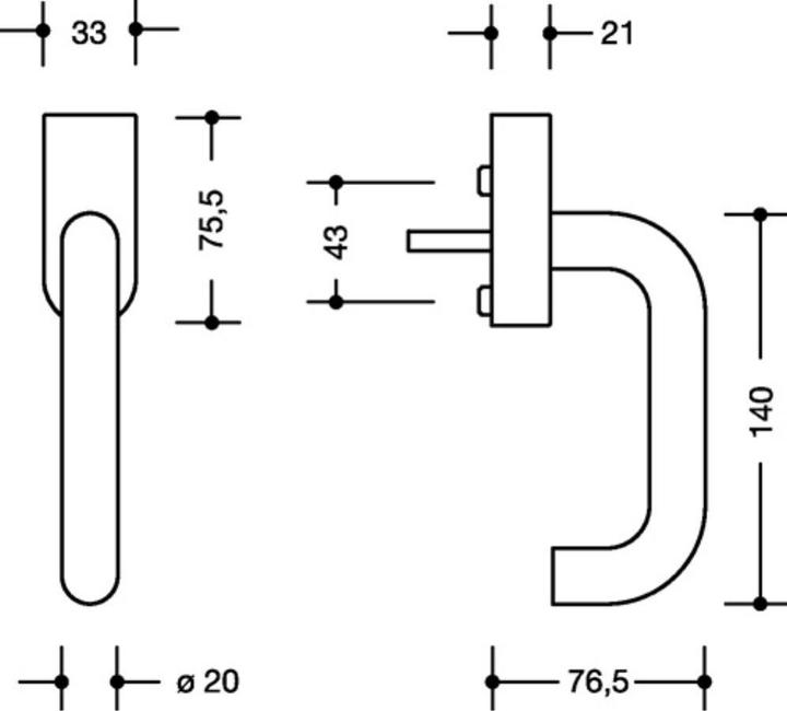 Immagine prodotto Hewi Maniglia per finestra 111XAFGA in acciaio inox opaco 30 mm DIN destra con serratura