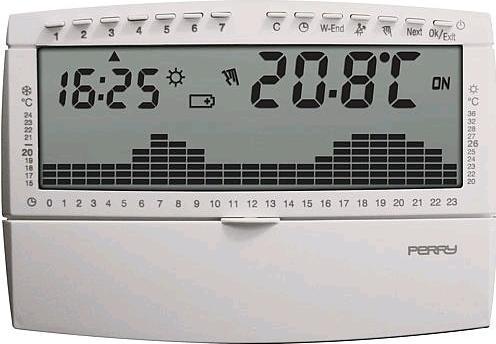 Actual product image Perry Electric 1CR CR018BS DigiRoom thermostat clock