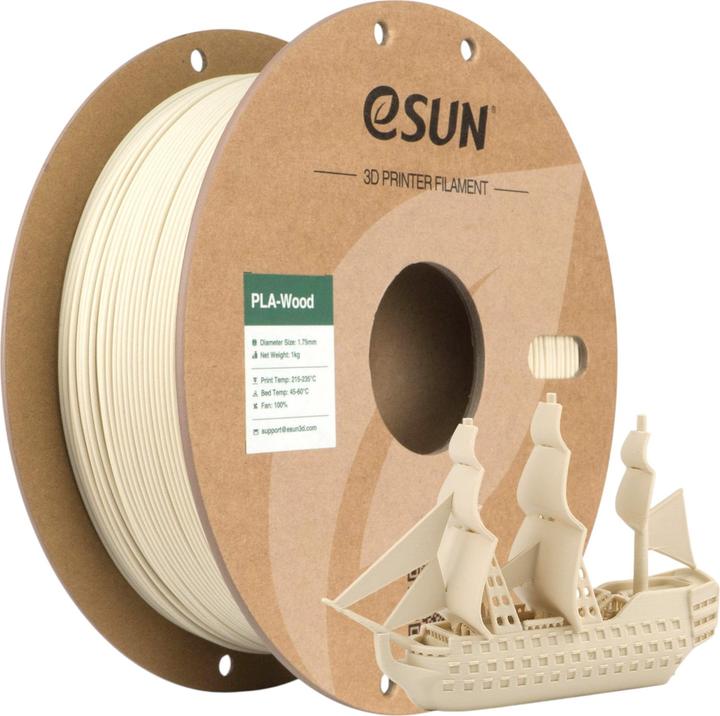 Actual product image eSUN Filament PLA Holz Birke 1.75mm 1000g (PLA, 1.75 mm, 1000 g)