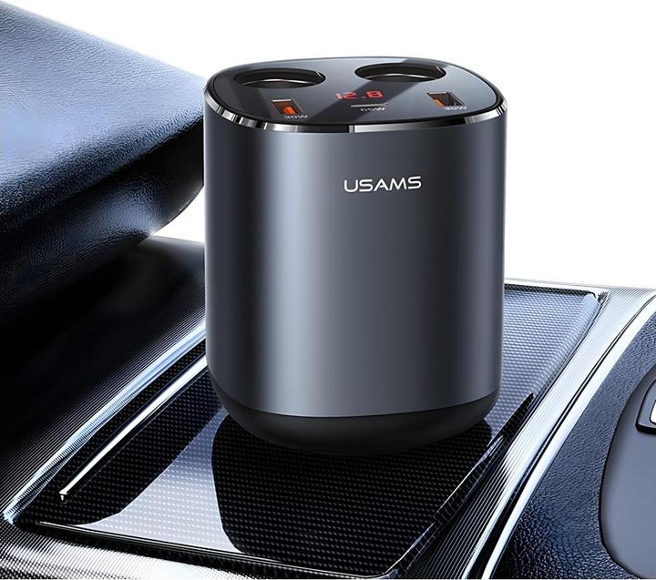 Actual product image Usams Car sprayer 2 xUSB-A/1 xUSB-C C28 245W grey/grey CC151TC01 (US-CC151)