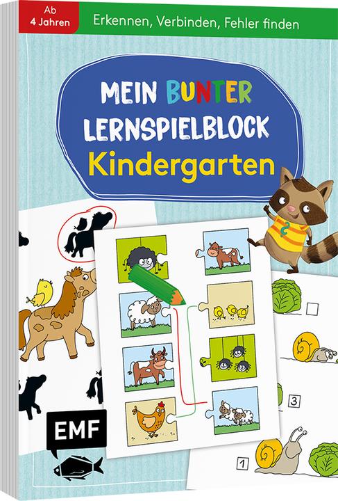 Actual product image Mein bunter Lernspielblock – Kindergarten: Erkennen, Verbinden, Fehler finden (German, Sandy Thissen, 2022)