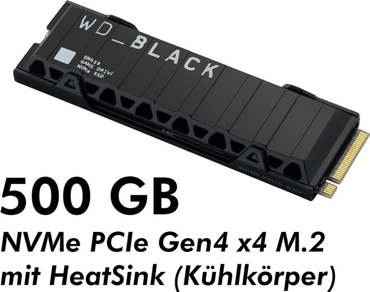 Produktbild WD Black SN850 mit Heatsink (500 GB, M.2 2280)