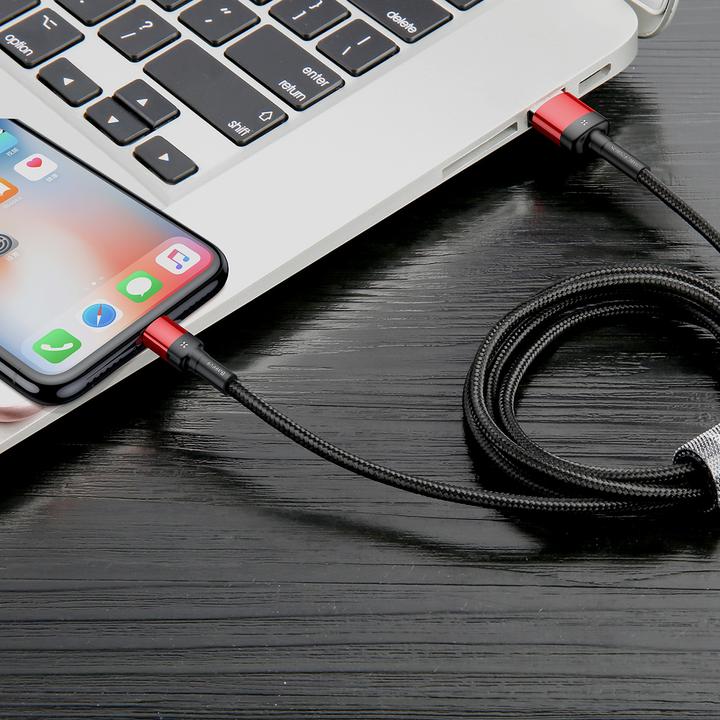 Actual product image Baseus Cafule Cablespecial editionUSB For iP 2.4A 1M Red+Black (1 m, USB 2.0, 18 W)