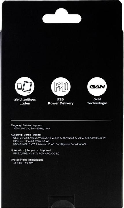 Produktbild Onit USB-Wandladegerät Dual 2C 35 W GaN Schwarz (35 W, 2 Ports)