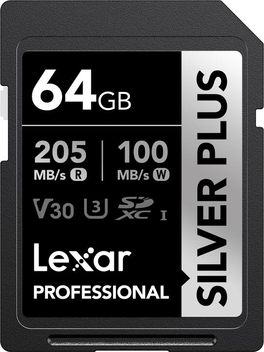 Actual product image Lexar Professional Silver Plus (64 GB, SDXC, U3, UHS-I)