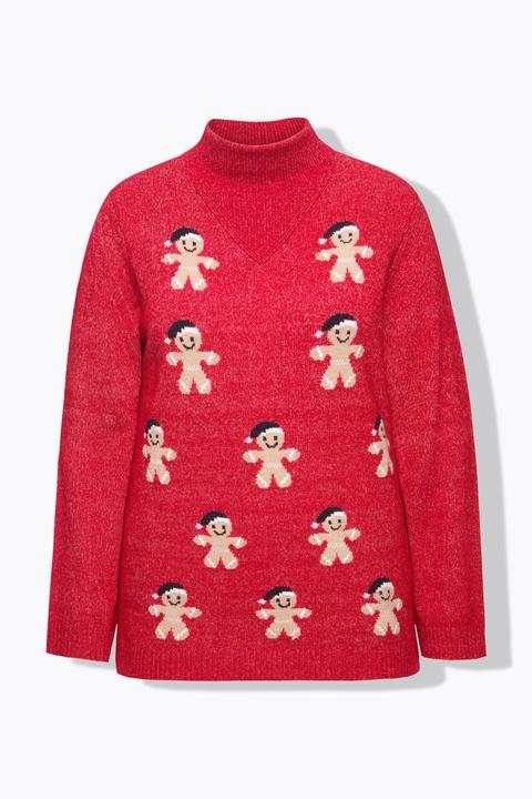 Produktbild Ulla Popken Pullover, Lebkuchenmann, Stehkragen, Langarm (50, 52)