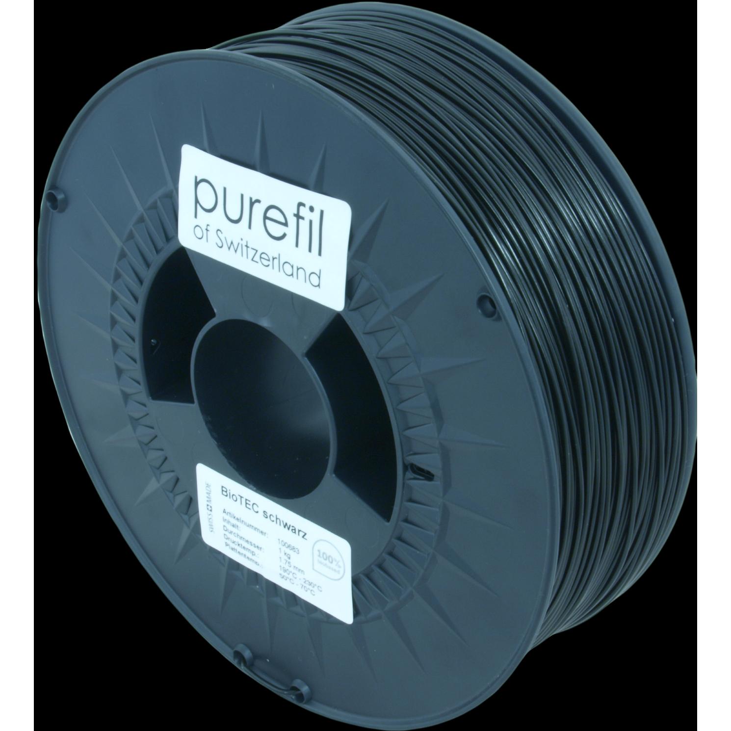 Purefil Filament (bioTEC, 1.75 mm, 1000 g, Schwarz), 3D Filament, Schwarz