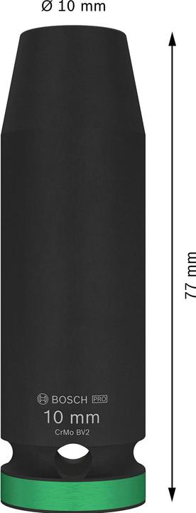 Produktbild Bosch Professional Zubehör PRO Impact Steckschlüsseleinsatz, 1/2", 10 mm, tief (10 mm)