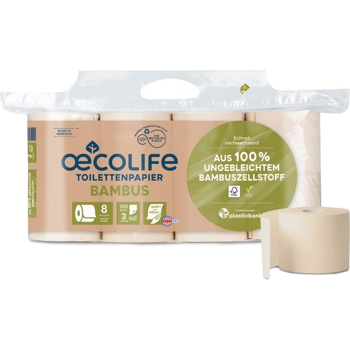 Oecolife, Toilettenpapier, Bambus (8 x)
