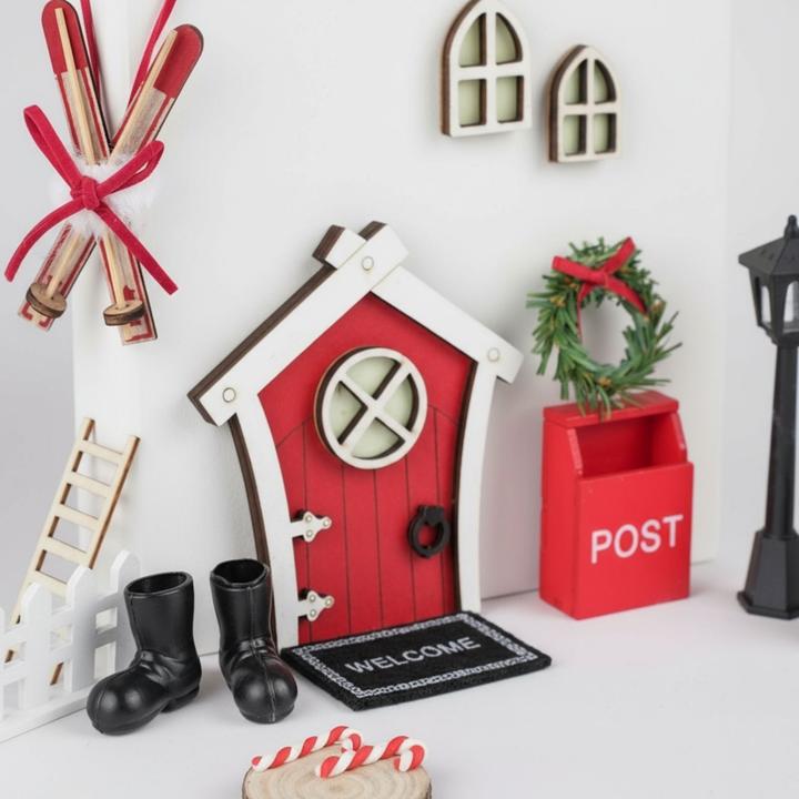 Actual product image Hermex 24-tlg. Wichteltür-Set Miniaturwelt Weihnachtsdeko Elfentür-Zubehör