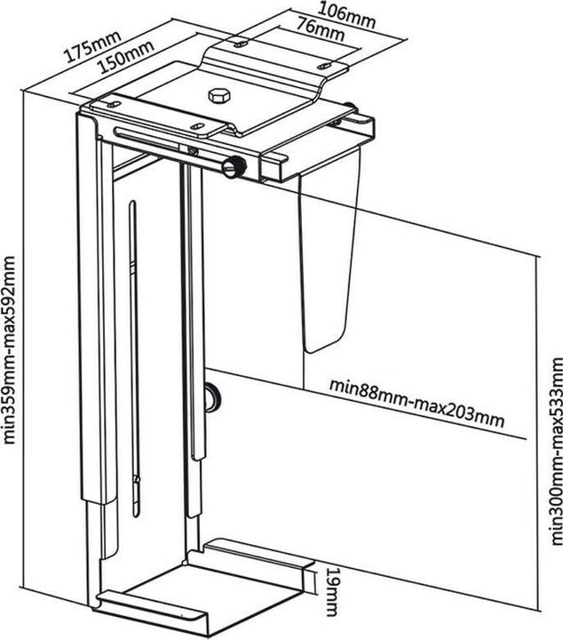 Produktbild Maclean MC-713 B MC-713 B Einstellbare Untertisch-/Wand-CPU-Halterung