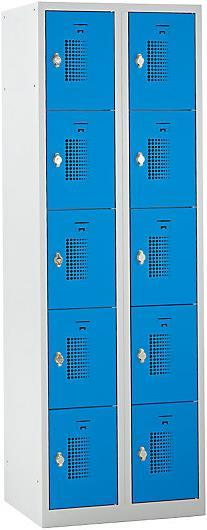 eurokraft basic Schliessfachschrank mit Drehriegel für Vorhängeschloss, 10 Fächer (60 cm, 180 cm)