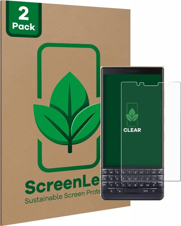 Actual product image ScreenLeaf Protective film sustainable screen protector screen protector film clear transparent (2 Piece, Blackberry KEY2 LE)