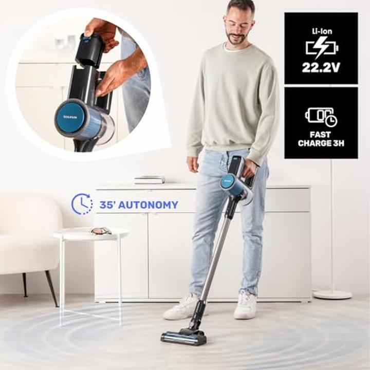 Image du produit Taurus Aspirateur sans fil à batterie amovible, 180 W, 35 min autonomie, filtre HEPA, turbo-brosse