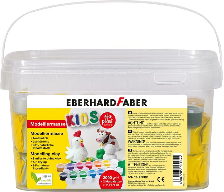 Image du produit EberhardFaber Pâte à modeler 2000g blanche avec 14 couleurs