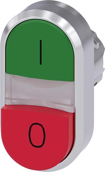 Produktbild Siemens SIRIUS ACT Doppeldrucktaster Frontelement Metall, hochglanz, rot/grün