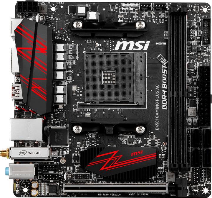 Actual product image MSI B450I Gaming Plus AC (AM4, AMD B450, Mini-ITX)